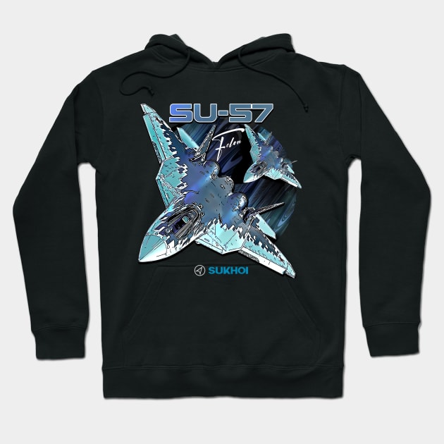 Sukhoi Su-57 Stealth Multirole Fighter Aircraft Hoodie by aeroloversclothing